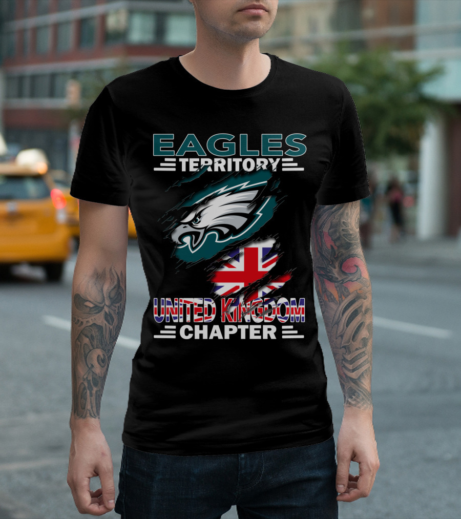 Eagles Territory United Kingdom Chapter NFL Team Logo Union Jack T-Shirt