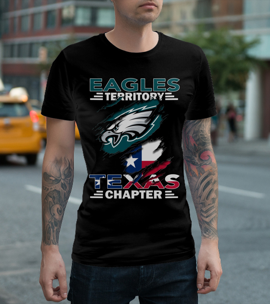 Eagles Territory Texas Chapter NFL Fan Club Texas Flag Integration T-Shirt