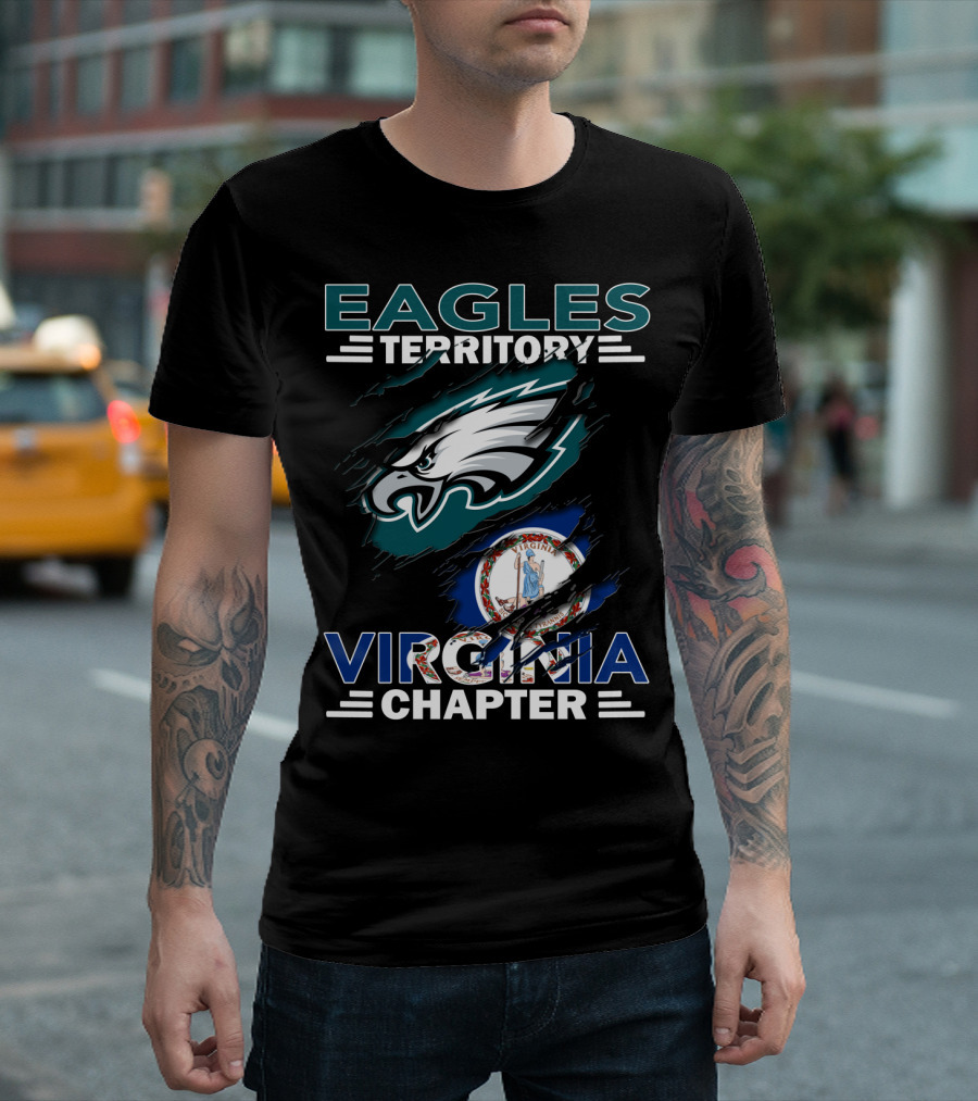 Eagles Territory Virginia Chapter with Philadelphia Eagles Logo and Virginia State Flag T-Shirt