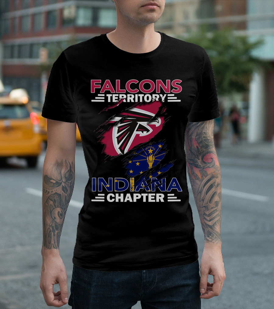 Falcons Territory Indiana Chapter With Atlanta Falcons Logo And Indiana State Flag T-Shirt
