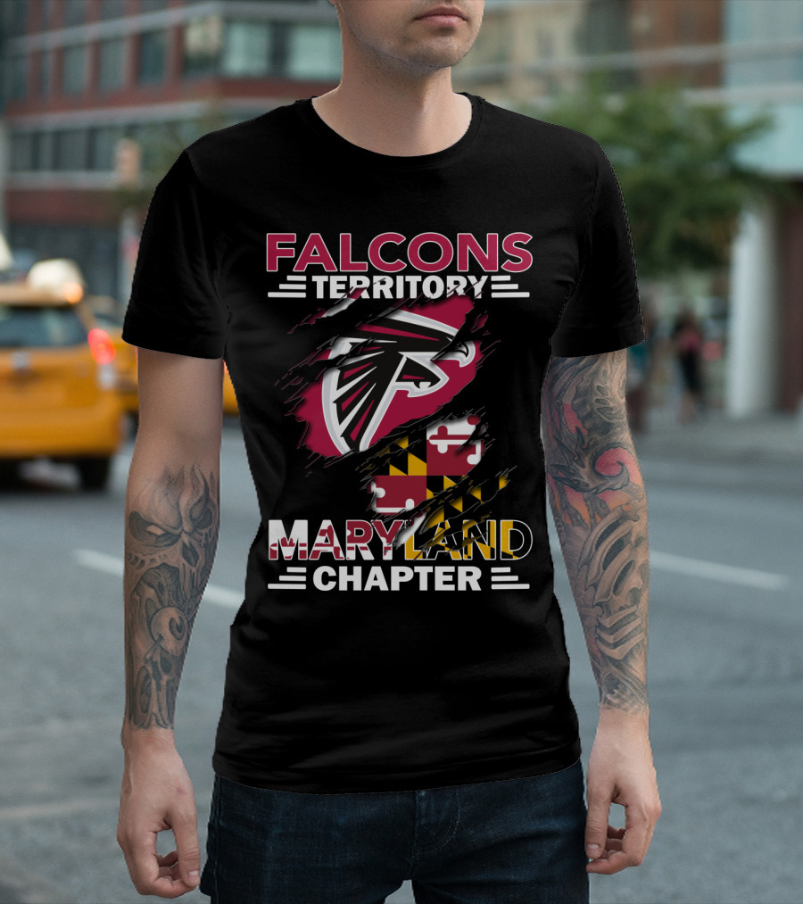 Falcons Territory Maryland Chapter Ravens Shield Flag T-Shirt