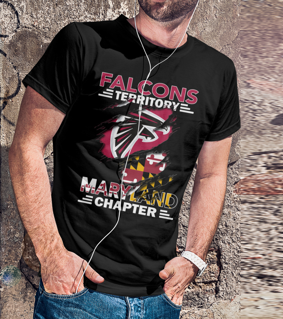 Falcons Territory Maryland Chapter Ravens Shield Flag T-Shirt
