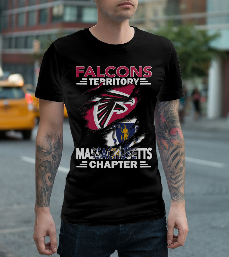 Falcons Territory Massachusetts Chapter Logo with State Flag Incorporation T-Shirt