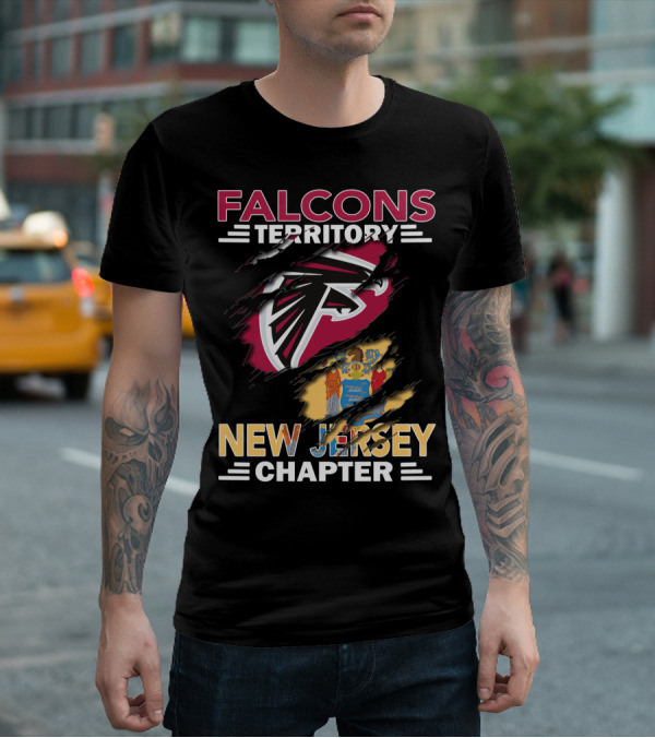 Falcons Territory New Jersey Chapter Falcons Logo And State Flag T-Shirt