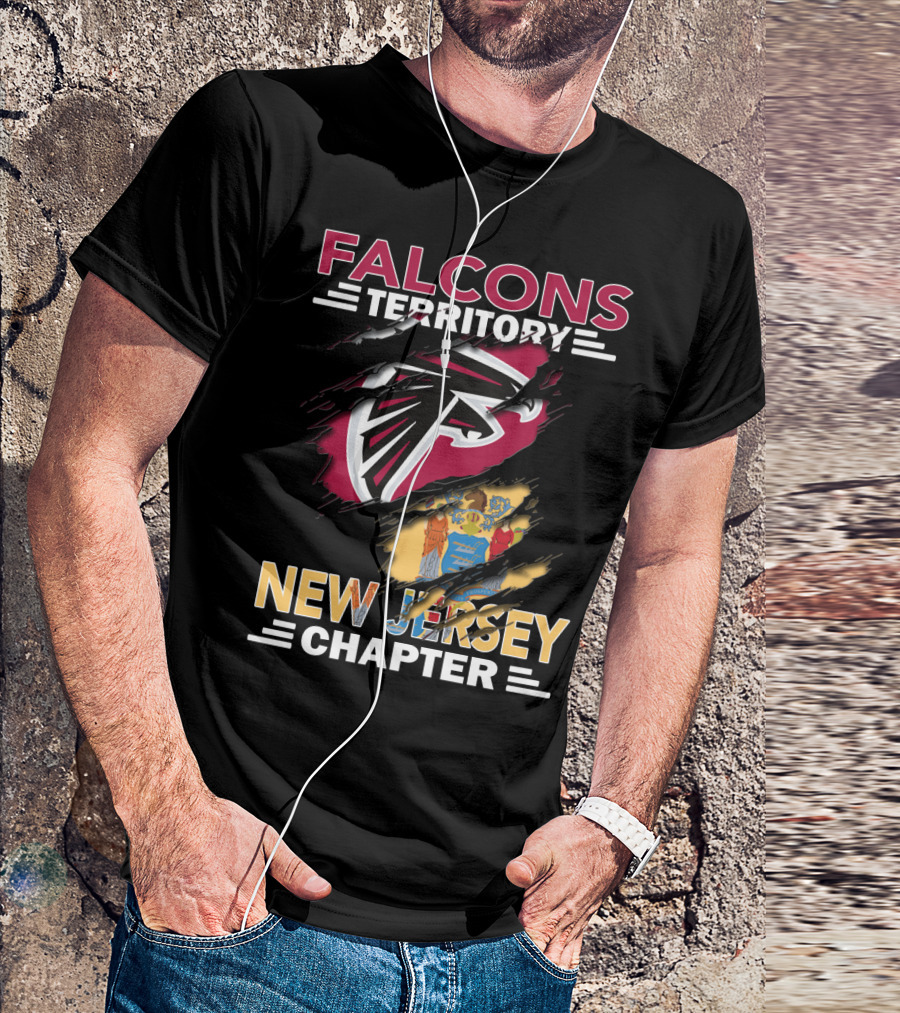 Falcons Territory New Jersey Chapter Falcons Logo And State Flag T-Shirt
