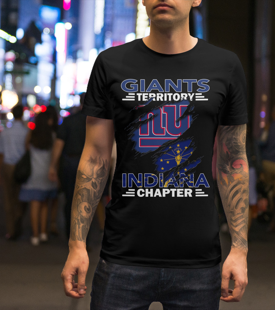 Giants Territory Indiana Chapter New York Giants Indiana Flag Tear T-Shirt