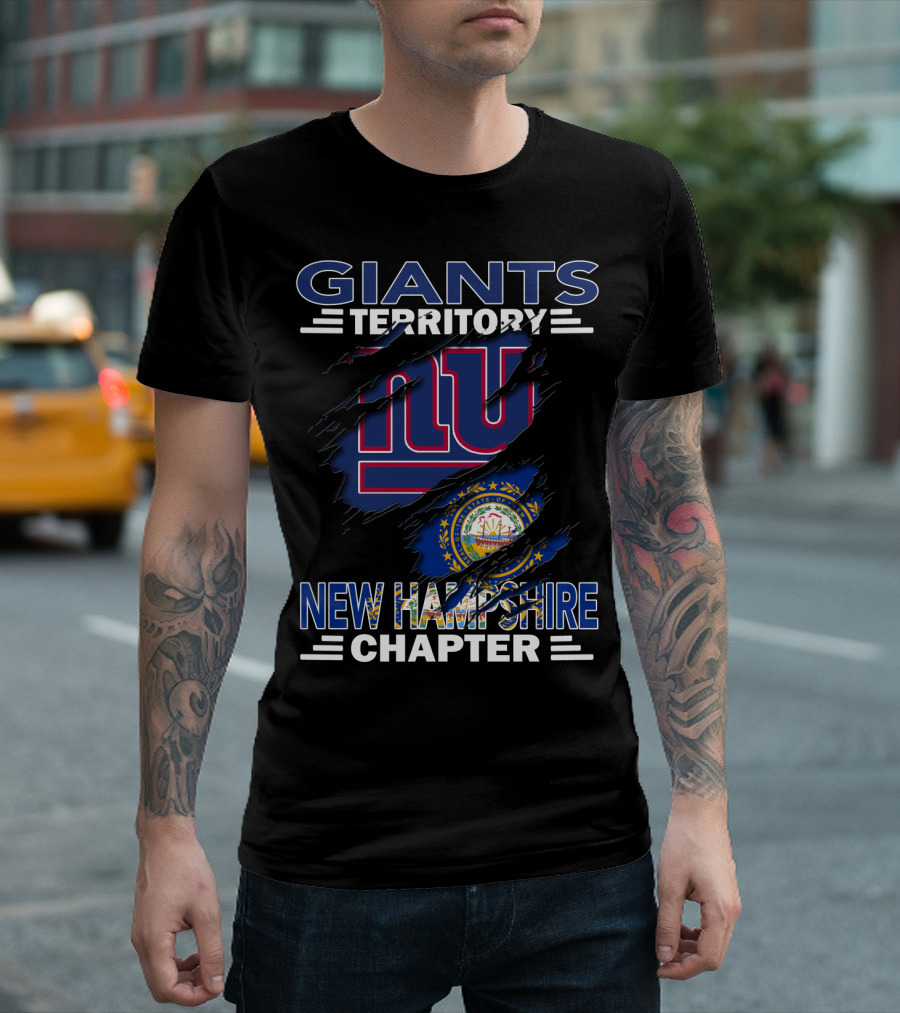 Giants Territory New Hampshire Chapter NFL Giants Logo New Hampshire Flag T-Shirt