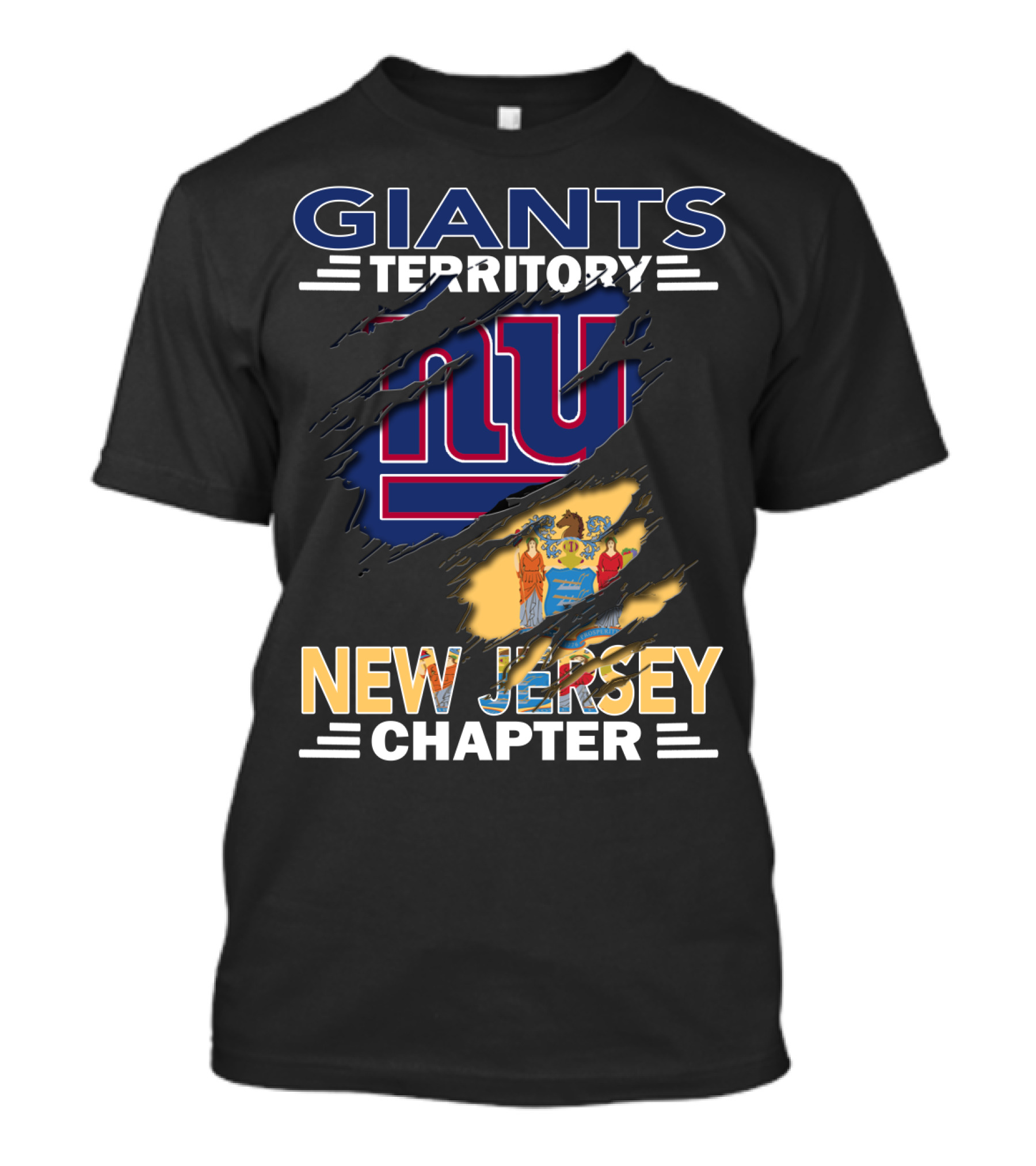 Giants Territory New Jersey Chapter NY Logo With State Flag T-Shirt