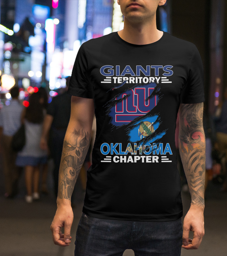 Giants Territory Oklahoma Chapter NY Giants Oklahoma Flag Fan Club T-Shirt