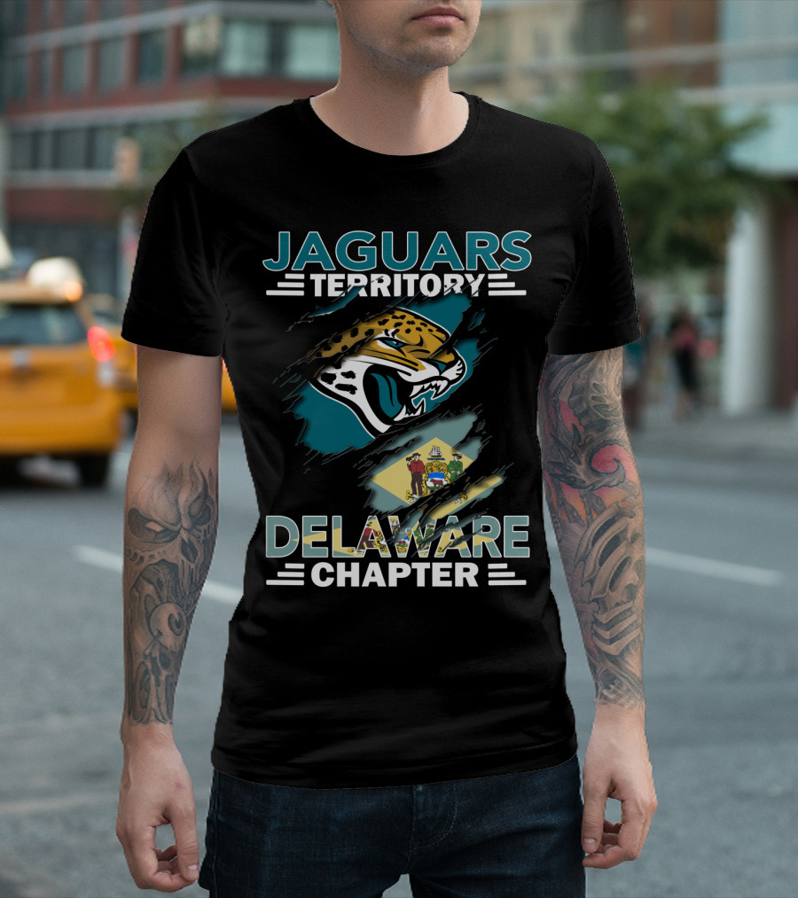 Jaguars Territory Delaware Chapter Logo with State Flag T-Shirt