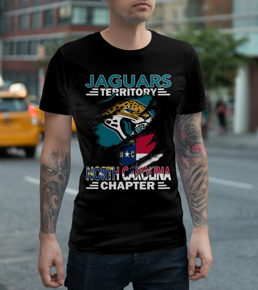 Jaguars Territory North Carolina Chapter Logo and State Flag Fusion T-Shirt