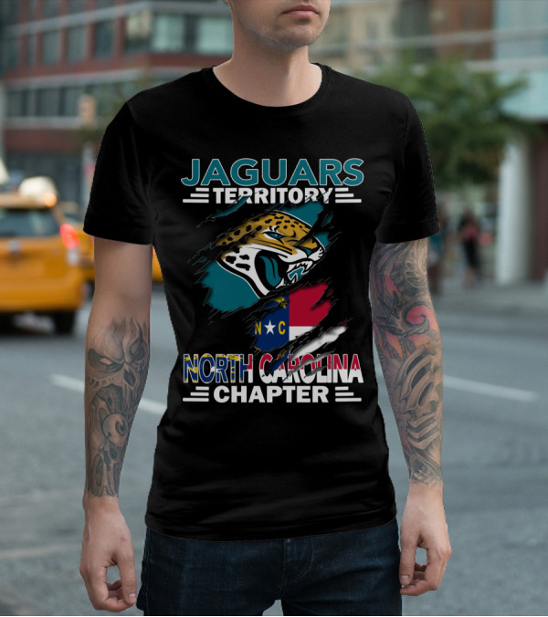 Jaguars Territory North Carolina Chapter Logo And State Flag Fusion T-Shirt