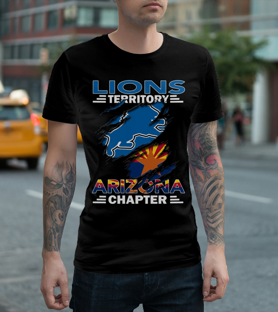 Lions Territory Arizona Chapter NFL Fan Shirt Arizona Flag and Lions T-Shirt