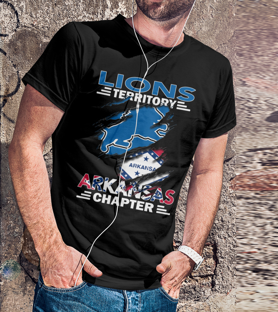 Lions Territory Arkansas Chapter Blue Lion And State Flag T-Shirt