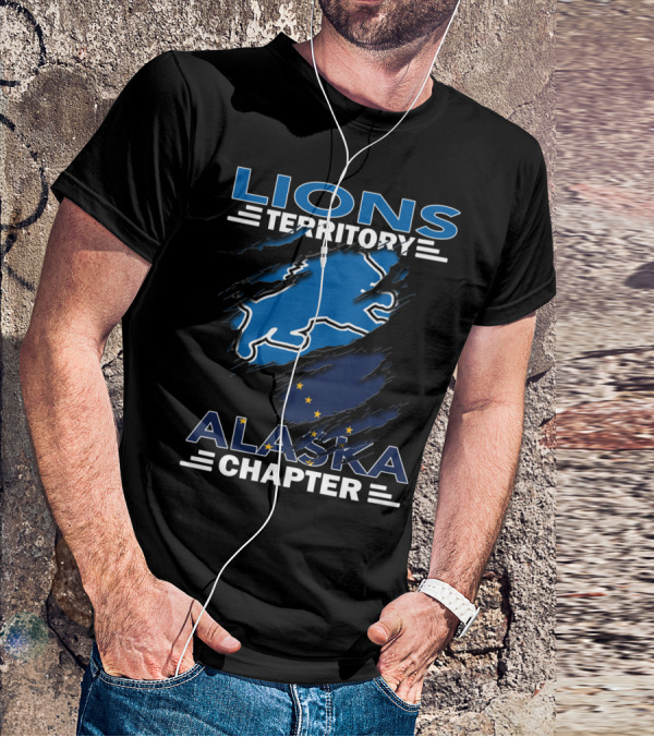 Lions Territory Alaska Chapter Blue Lion And Flag T-Shirt
