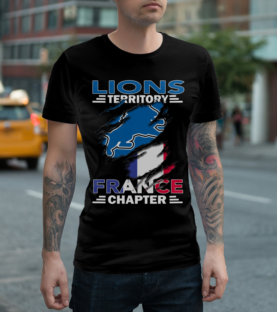 Lions Territory France Chapter Ripped Flag T-Shirt
