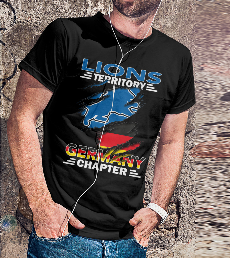Lions Territory Germany Chapter Blue Lion German Flag Graphics T-Shirt