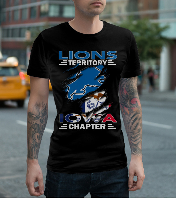 Lions Territory Iowa Chapter Ripped Flag T-Shirt