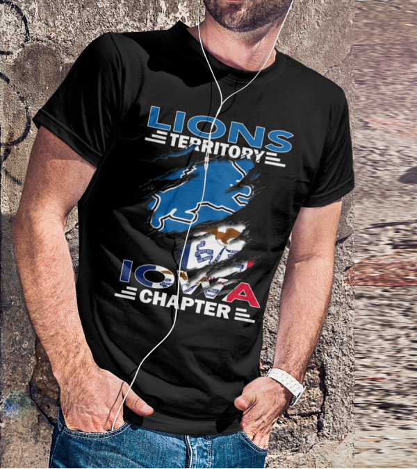 Lions Territory Iowa Chapter Ripped Flag T-Shirt
