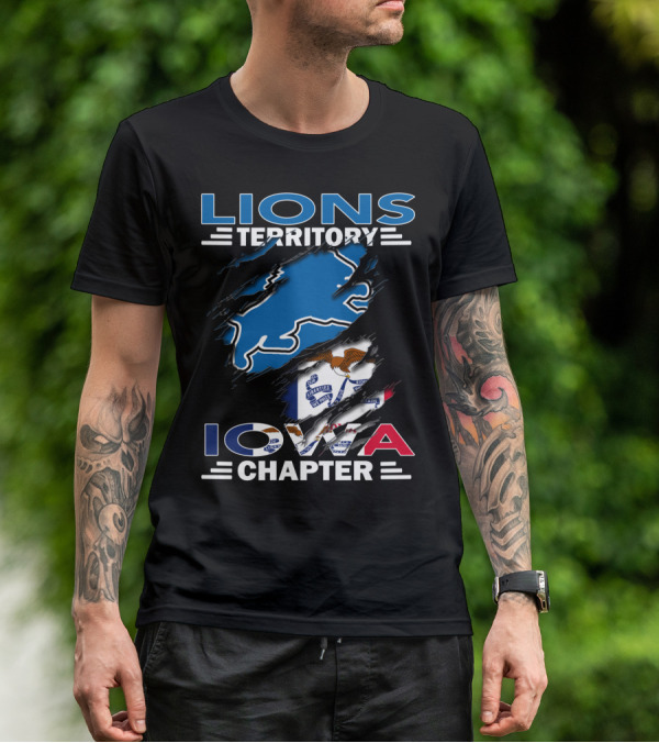 Lions Territory Iowa Chapter Ripped Flag T-Shirt