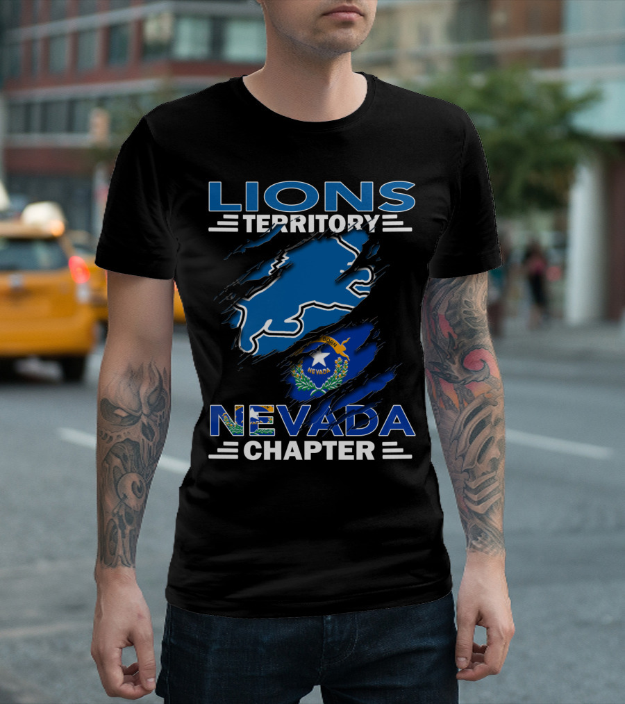 Lions Territory Nevada Chapter Nevada Flag Outline T-Shirt