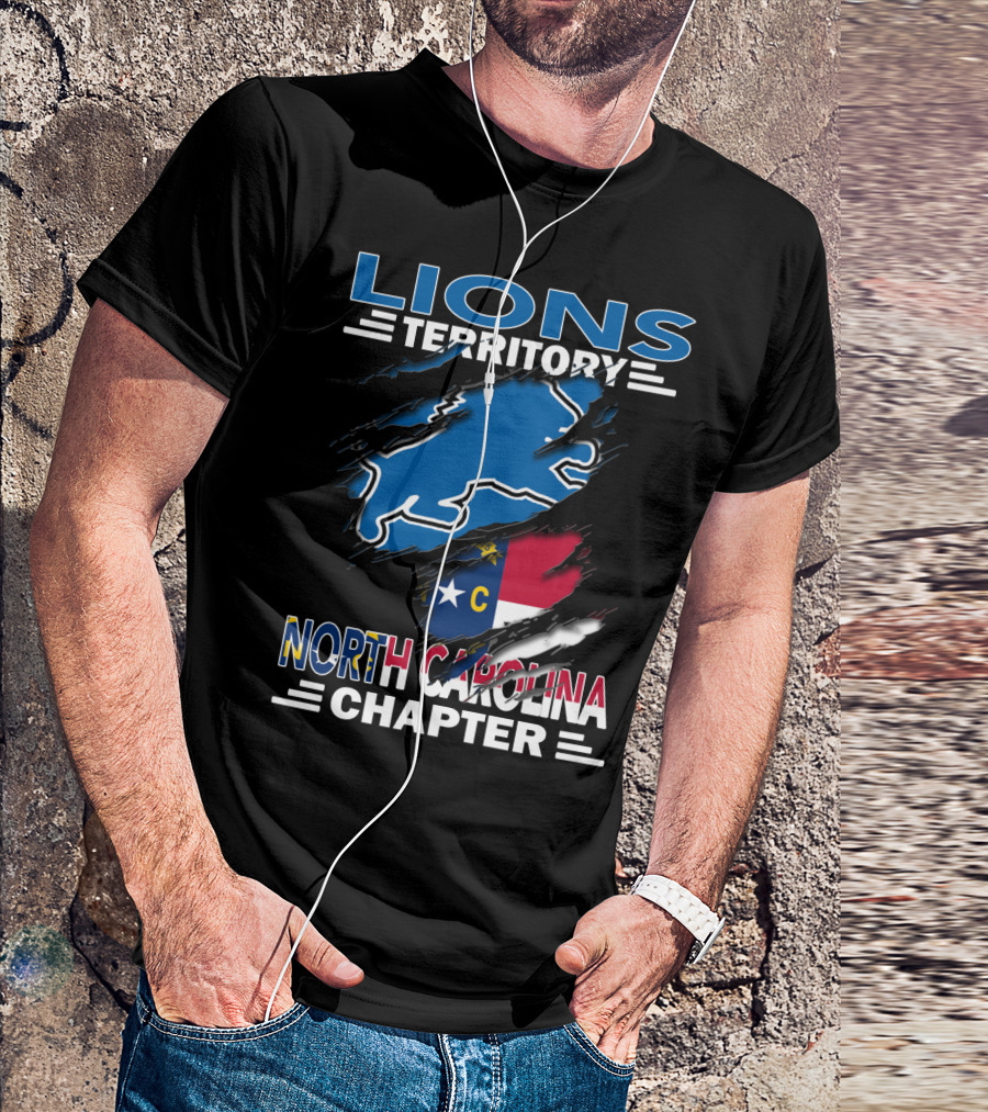 Lions Territory North Carolina Chapter State Flag Ripped T-Shirt