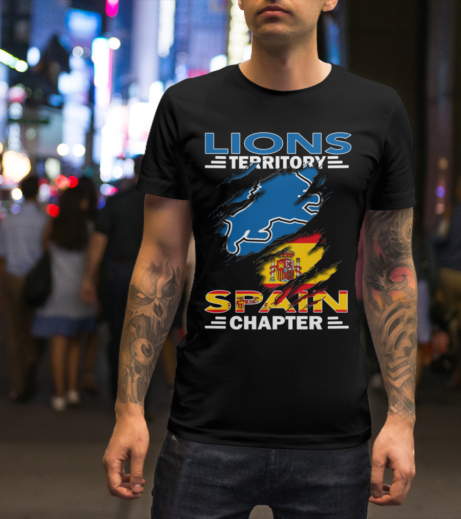 Lions Territory Spain Chapter Blue Lion Spanish Flag T-Shirt