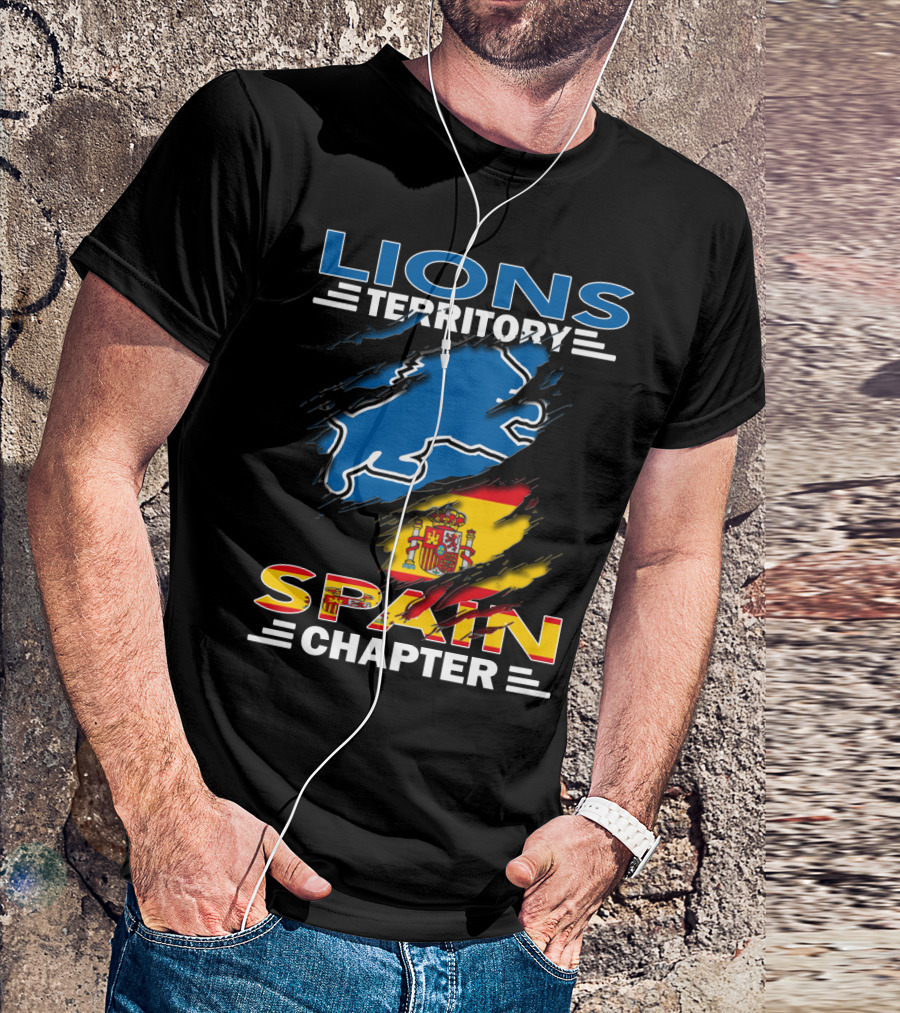 Lions Territory Spain Chapter Blue Lion Spanish Flag T-Shirt