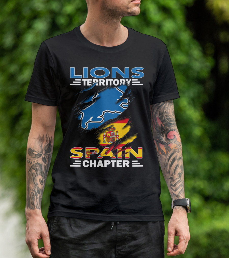Lions Territory Spain Chapter Blue Lion Spanish Flag T-Shirt