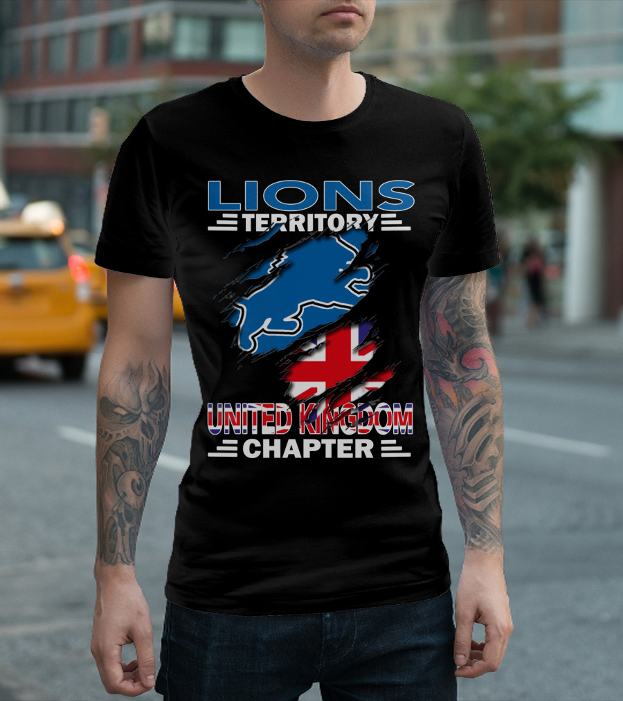 Lions Territory United Kingdom Chapter Union Jack Blue Lion T-Shirt