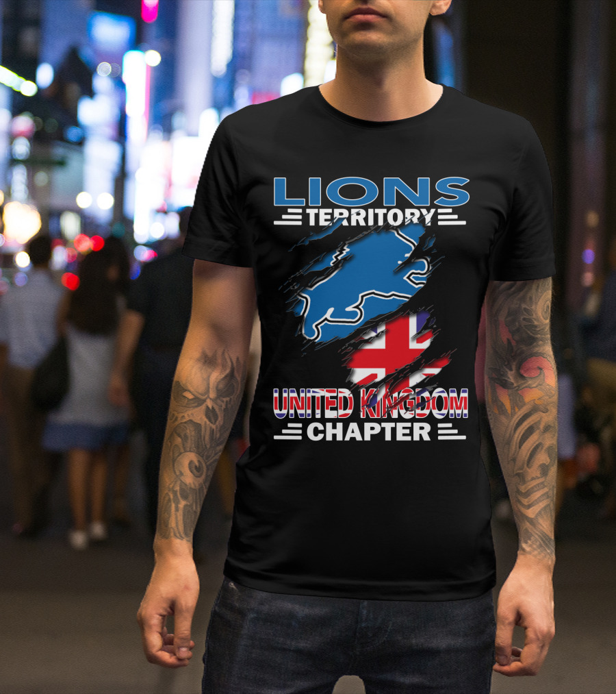 Lions Territory United Kingdom Chapter Union Jack Blue Lion T-Shirt