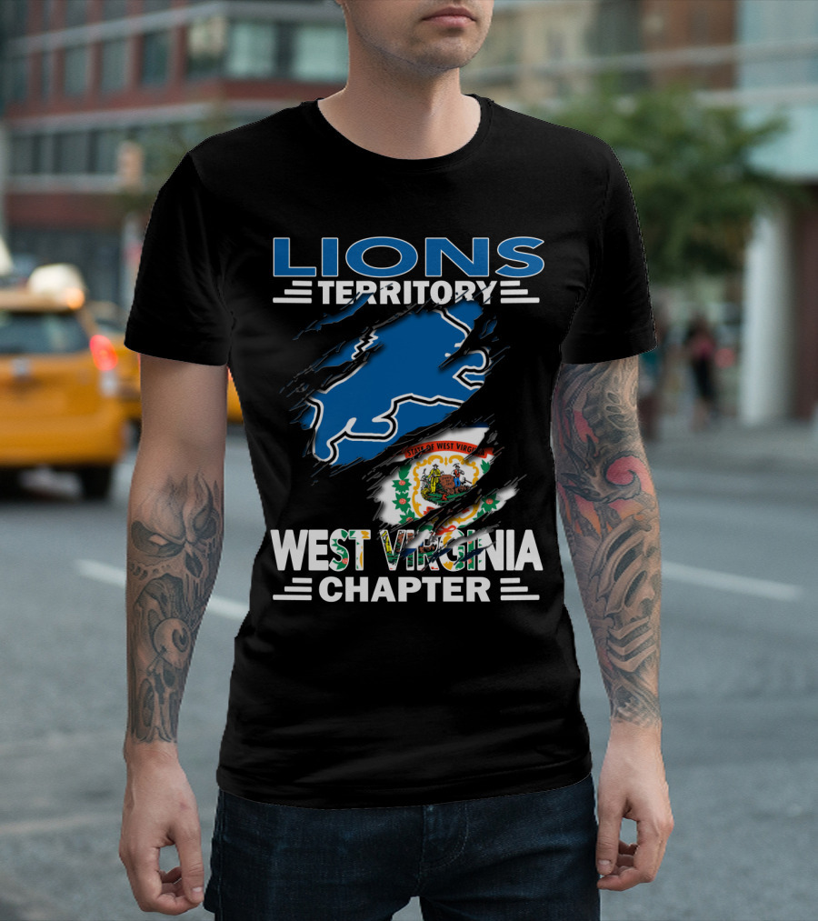 Lions Territory West Virginia Chapter State Emblem Ripped T-Shirt