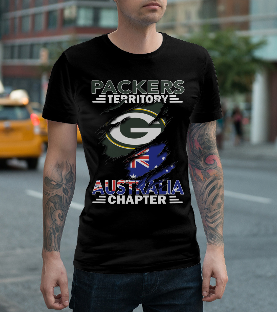 Packers Territory Australia Chapter Green Bay Packers Logo with Australian Flag T-Shirt