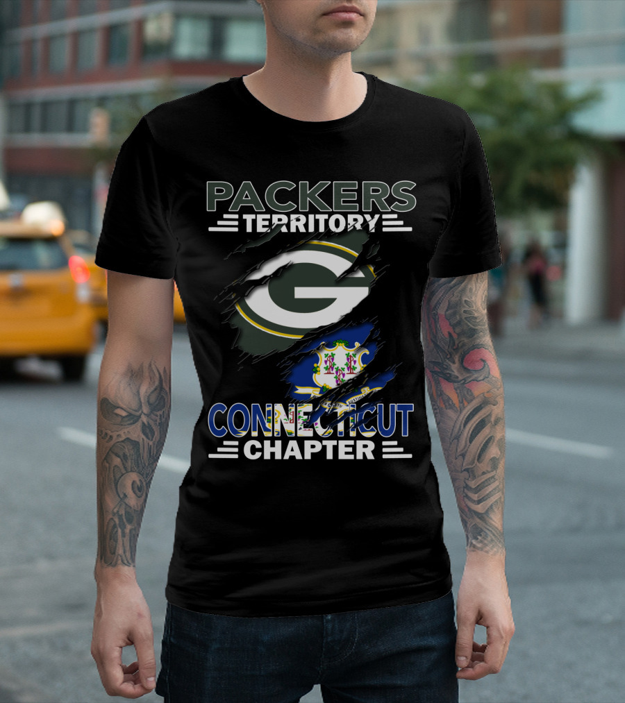 Packers Territory Connecticut Chapter Green Bay Logo And Connecticut State Emblem T-Shirt