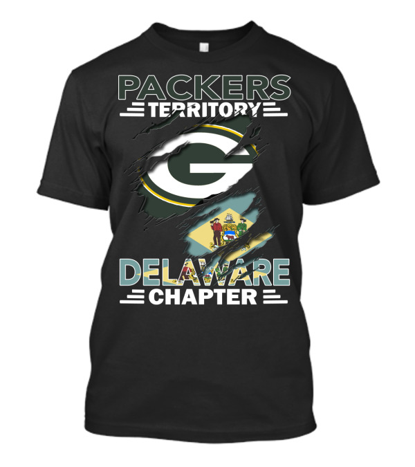Packers Territory Delaware Chapter Green Bay Football Team Delaware Flag T-Shirt