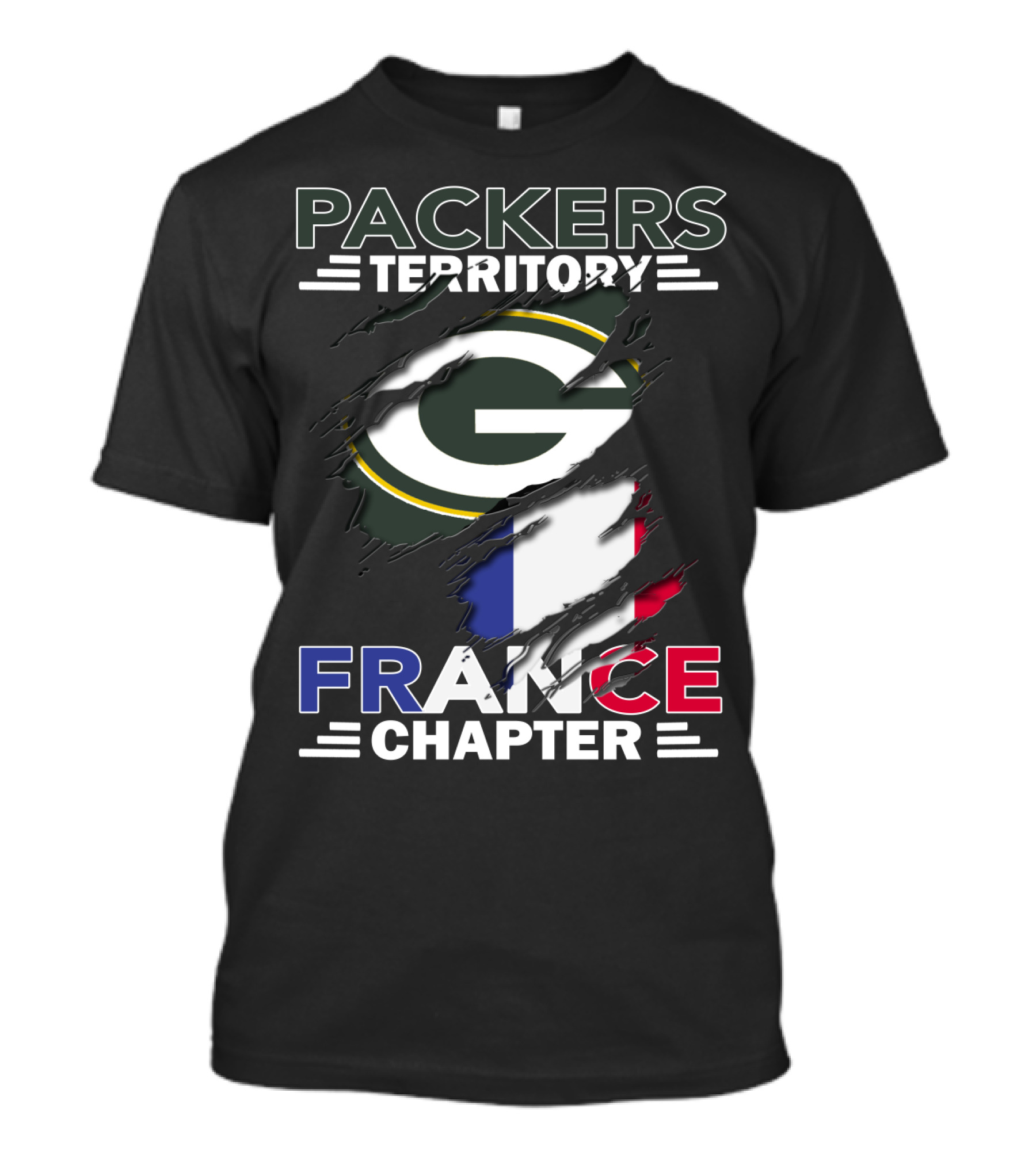 Packers Territory France Chapter Green Bay Logo French Flag T-Shirt