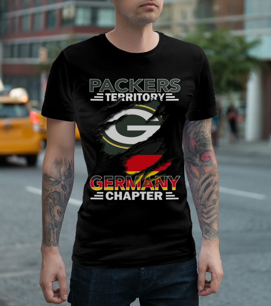 Packers Territory Germany Chapter Green Bay Logo With German Flag T-Shirt