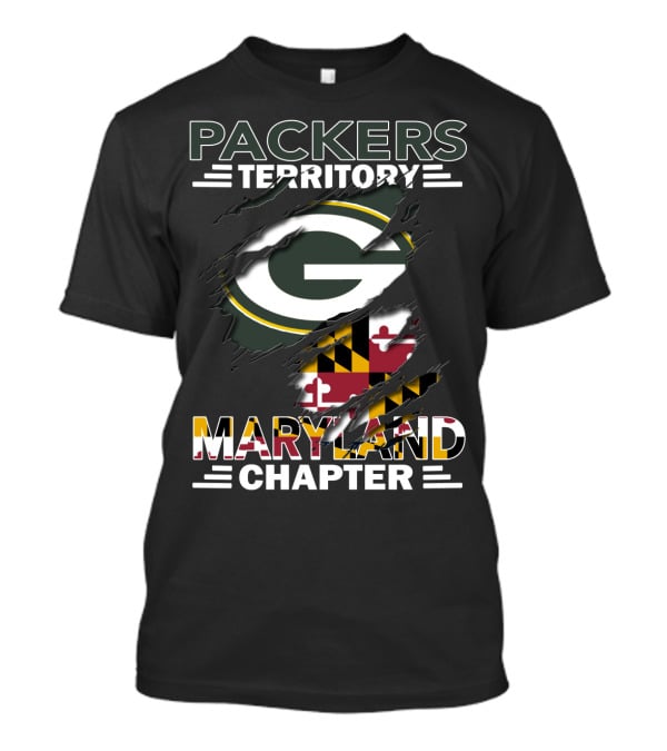 Packers Territory Maryland Chapter Green Bay Logo Maryland Flag T-Shirt