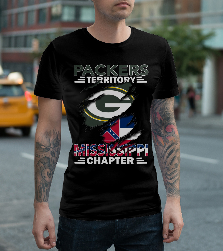 Packers Territory Mississippi Chapter Green Bay Packers Logo And Mississippi Flag Elements T-Shirt