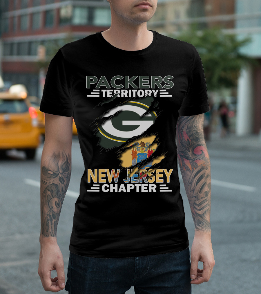 Packers Territory New Jersey Chapter Green Bay Logo And State Flag T-Shirt