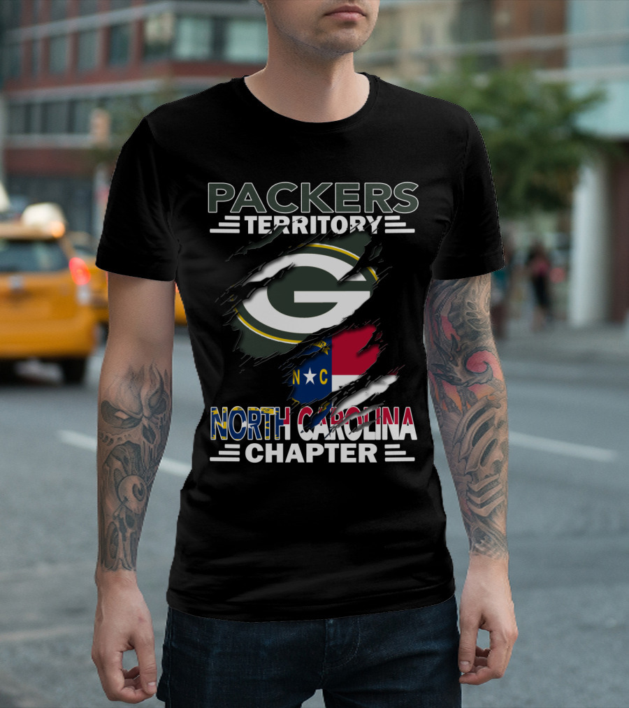 Packers Territory Green Bay Logo North Carolina Chapter NC Flag T-Shirt