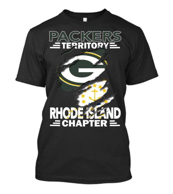 Packers Territory Rhode Island Chapter Green Bay Logo With Flag Elements T-Shirt