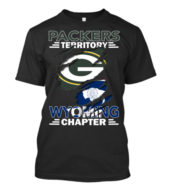 Packers Territory Wyoming Chapter Green Bay Logo With Wyoming Flag T-Shirt