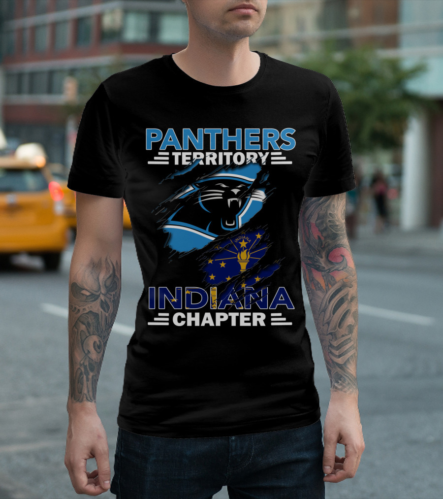 Panthers Territory Indiana Chapter Flag and Panther Face T-Shirt