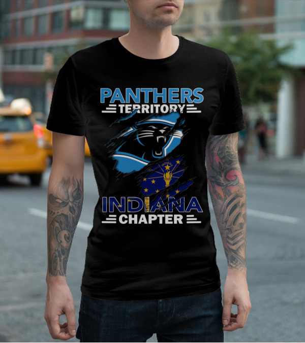 Panthers Territory Indiana Chapter Flag And Panther Face T-Shirt