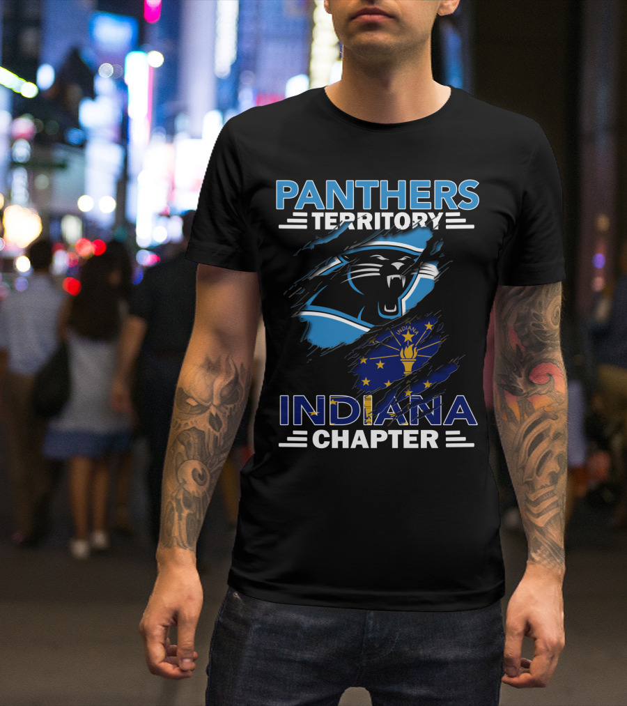 Panthers Territory Indiana Chapter Flag And Panther Face T-Shirt