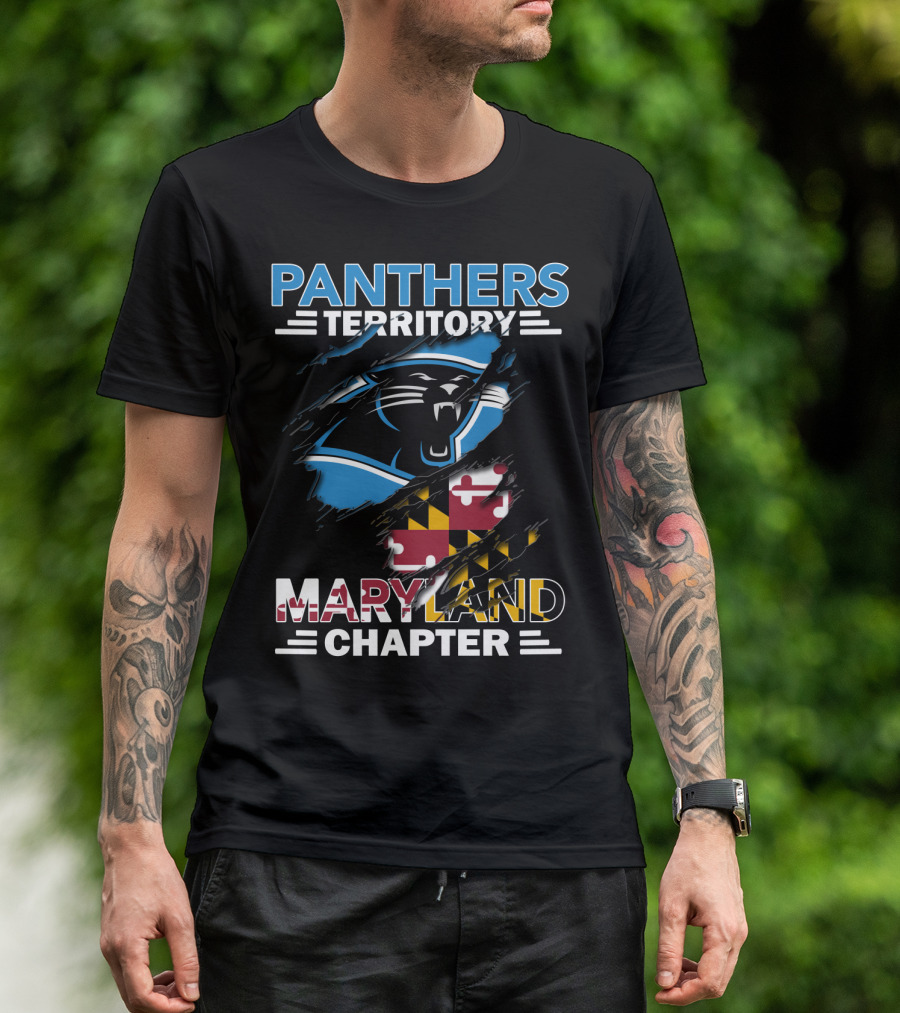 Panthers Territory Maryland Chapter Burst With Flag And Panther T-Shirt