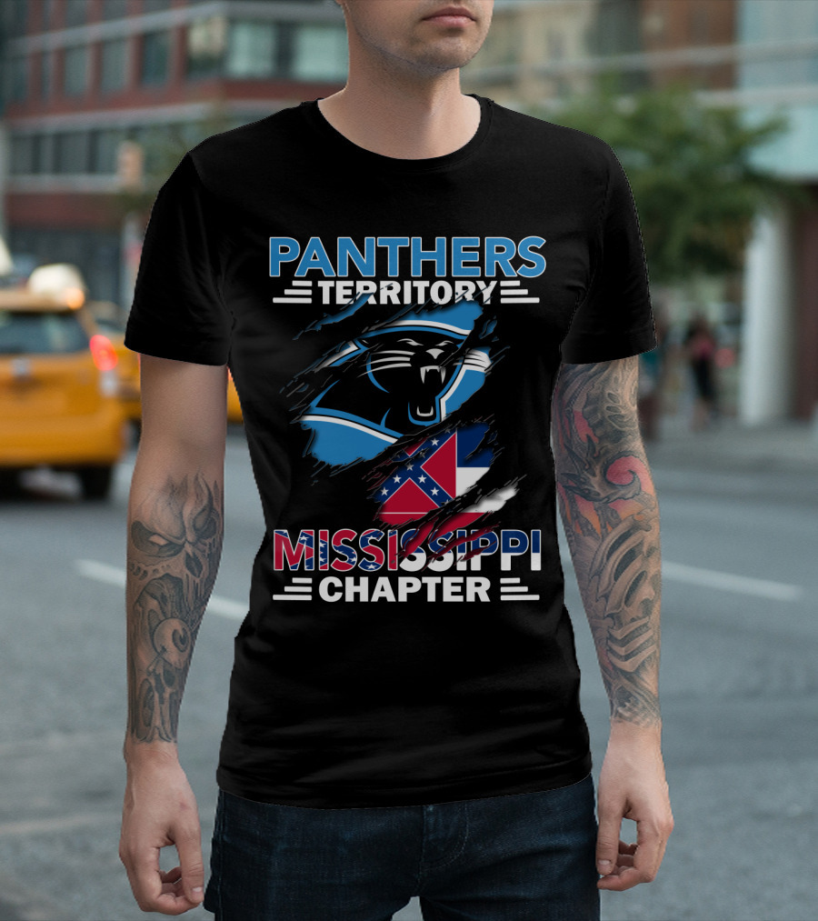 Panthers Territory Mississippi Chapter Flag and Panther Claw Mark Emblem T-Shirt