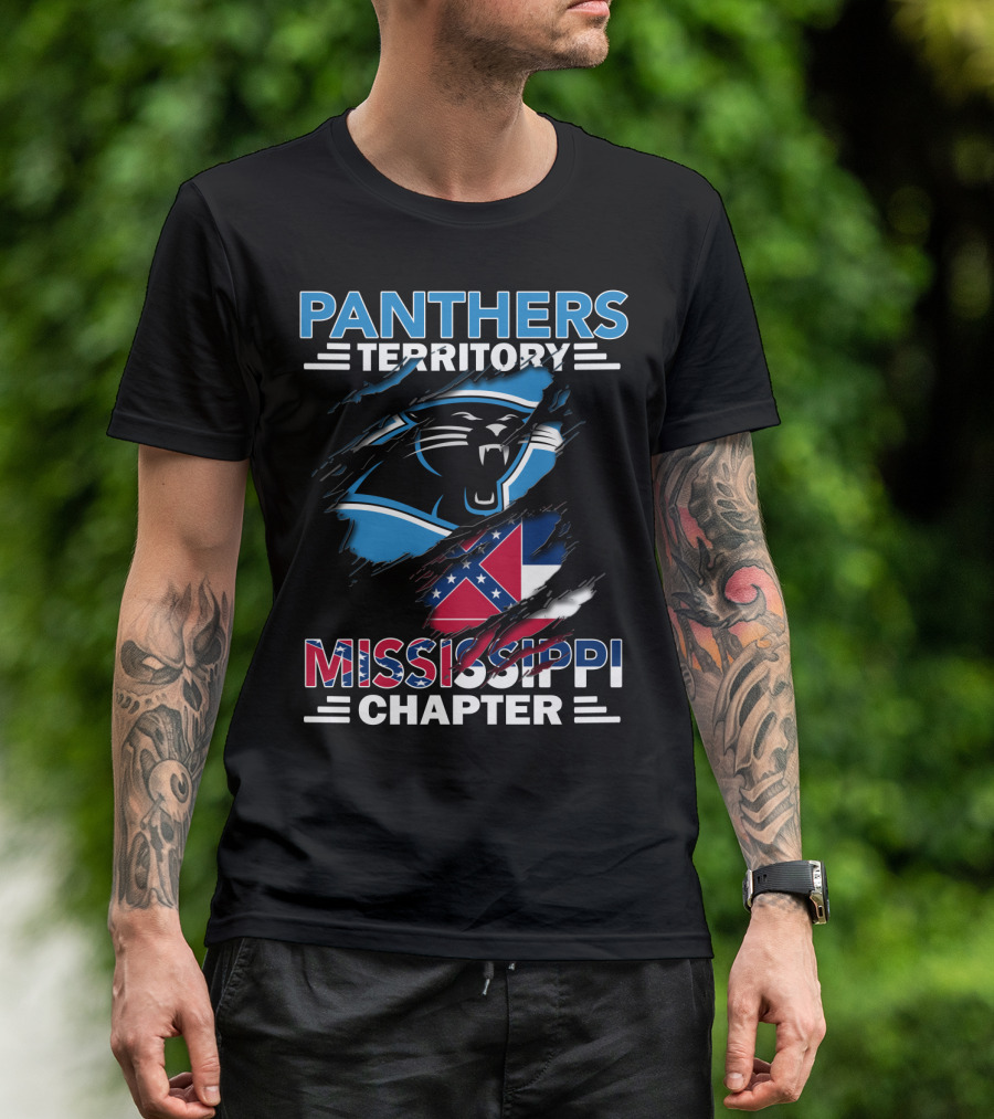 Panthers Territory Mississippi Chapter Flag And Panther Claw Mark Emblem T-Shirt