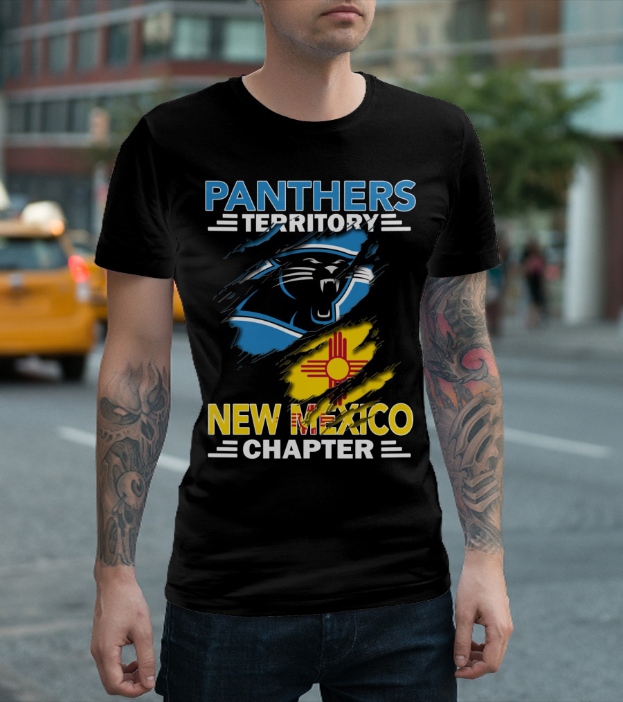 Panthers Territory New Mexico Chapter Zia Symbol Blue Black Panther T-Shirt